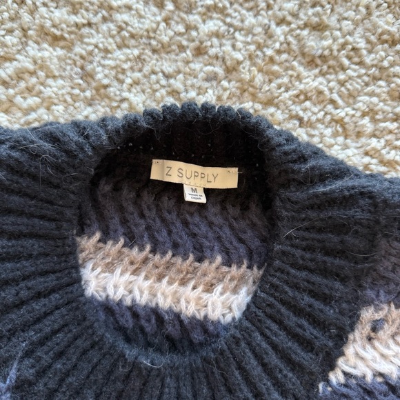 Z Supply Asheville Stripe Sweater in Black & Cream Medium - Picture 2 of 8